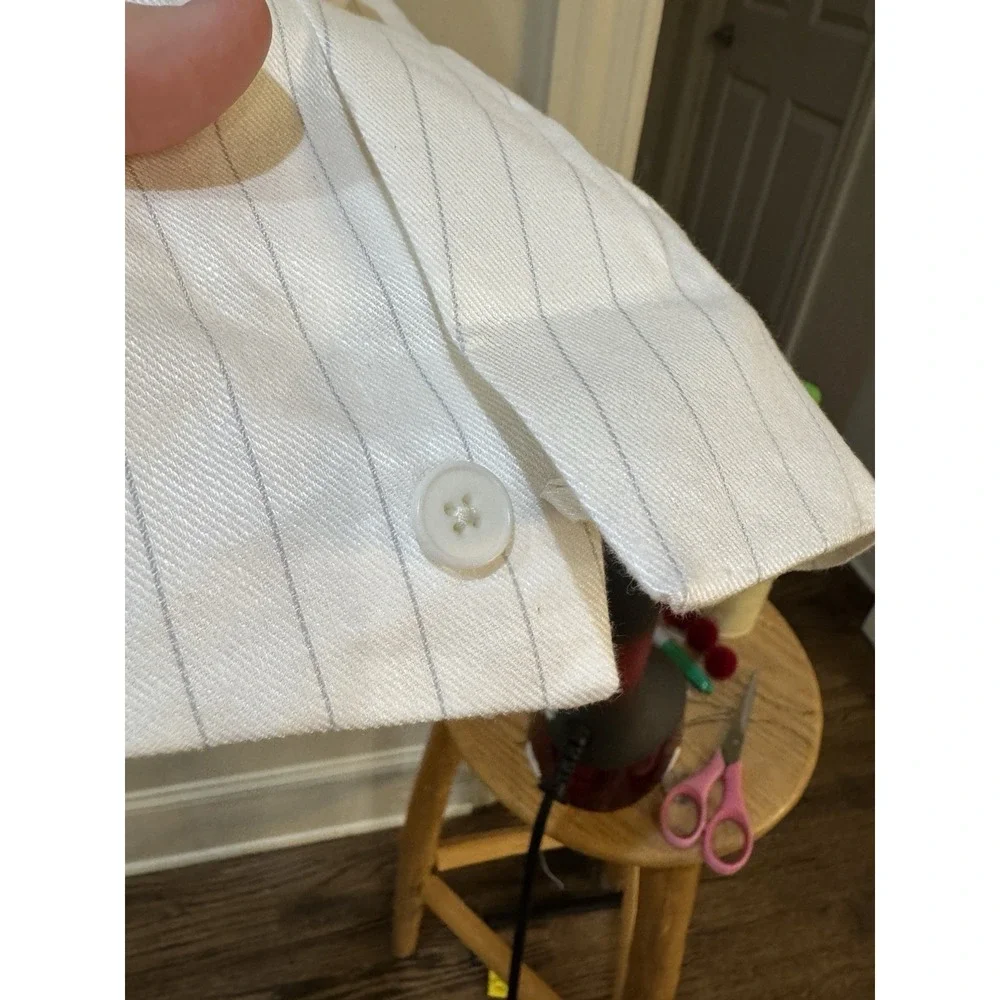Banana Republic Relaxed Fit Pinstripe Linen Blazer Size 14 Tall 90's